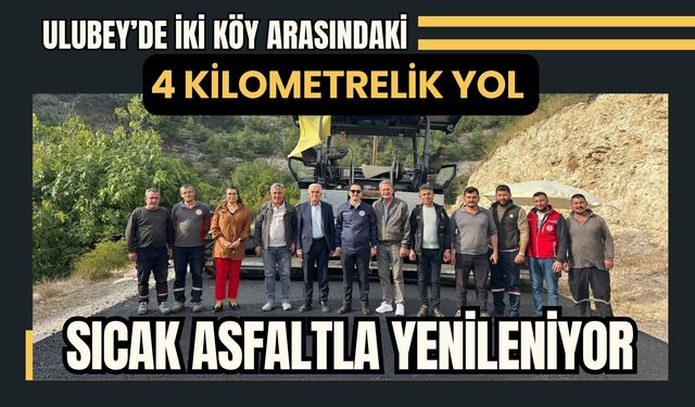 Ulubey’de İki Köy Arasındaki 4 Kilometrelik Yol Sıcak Asfaltla Yenileniyor