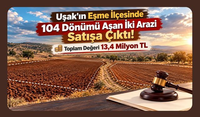 Uşak'ın Eşme İlçesinde 104 Dönümü Aşan İki Arazi Satışa Çıktı! Toplam Değeri 13,4 Milyon TL