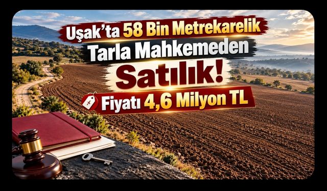 Uşak'ta 58 Bin Metrekarelik Tarla Mahkemeden Satılık! Fiyatı 4,6 Milyon TL