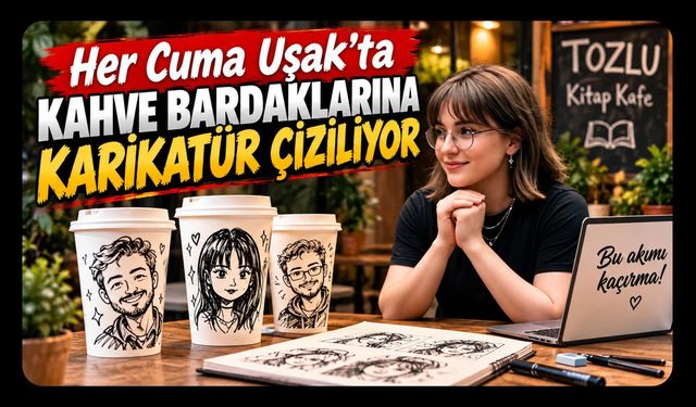 Uşak’ta Kahve Bardaklarına Karikatür Çiziliyor! Her Cuma Tozlu Kitap Kafe’de