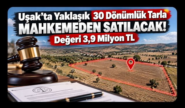 Uşak’ta Yaklaşık 30 Dönümlük Tarla Mahkemeden Satılacak! Değeri 3,9 Milyon TL
