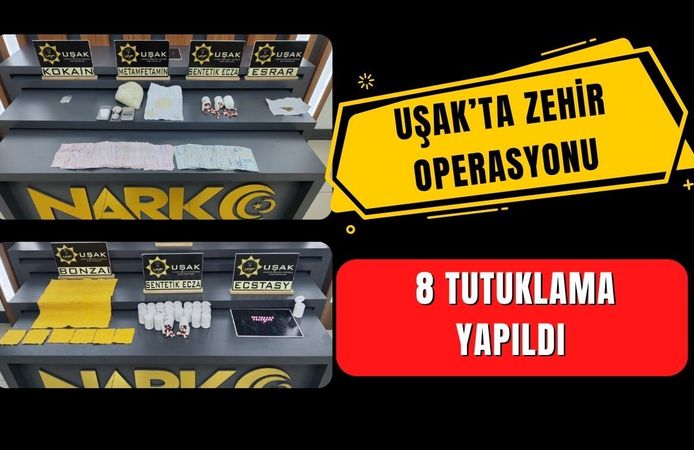 Uşak’ta Zehir Operasyonu: 8 Tutuklama Yapıldı