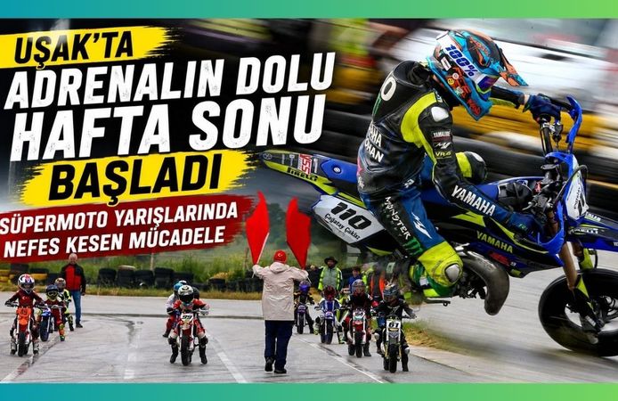 Uşak’ta Adrenalin Dolu Hafta Sonu Başladı, Süpermoto Yarışlarında Nefes Kesen Mücadele