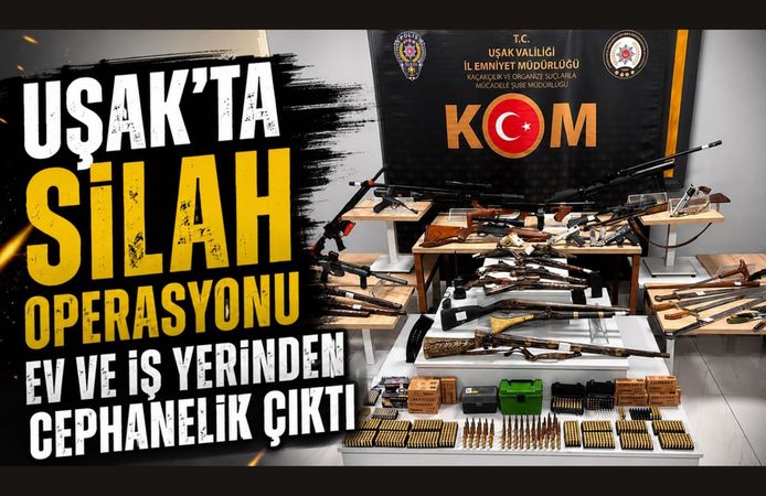 Uşak'ta Silah Operasyonu, Ev ve İş Yerinden Cephanelik Çıktı