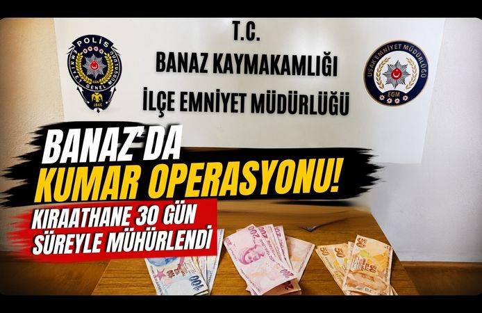 Banaz'da Kumar Operasyonu! Kıraathane 30 Gün Süreyle Mühürlendi