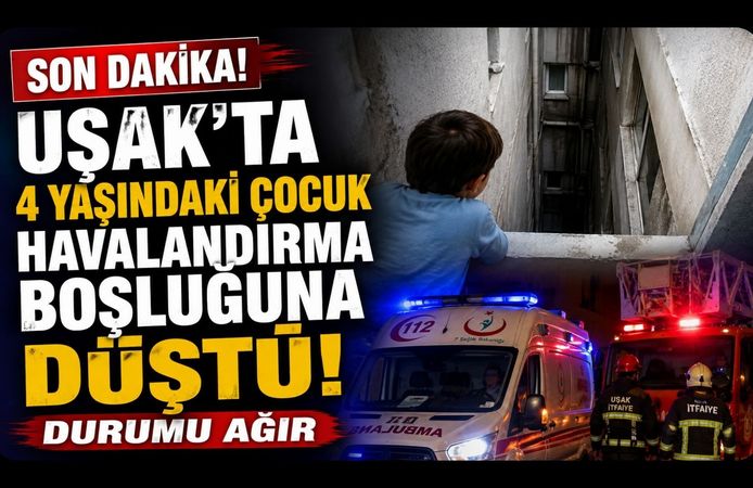 Uşak'ta 4 Yaşındaki Çocuk Havalandırma Boşluğuna Düştü! Durumu Ağır