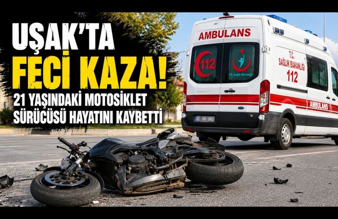 Uşak'ta Feci Kaza! 21 Yaşındaki Motosiklet Sürücüsü Hayatını Kaybetti