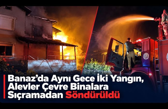 Banaz’da Aynı Gece İki Yangın, Alevler Çevre Binalara Sıçramadan Söndürüldü