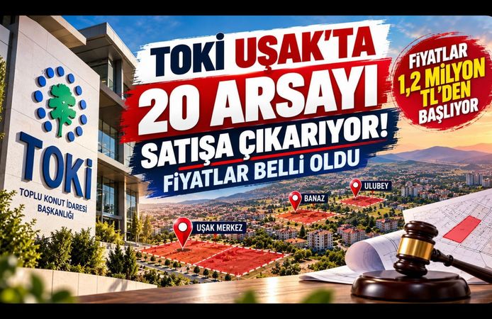 TOKİ Uşak'ta 20 Arsayı Satışa Çıkarıyor! İşte Mahalle Mahalle Fiyatlar