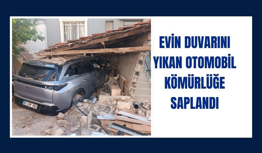 Evin Duvarını Yıkan Otomobil Kömürlüğe Saplandı