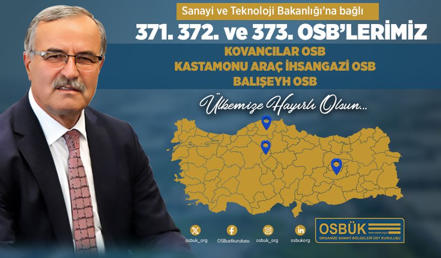 Türkiye’de 3 Yeni OSB Kuruldu, Sayı 418’e Yükseldi