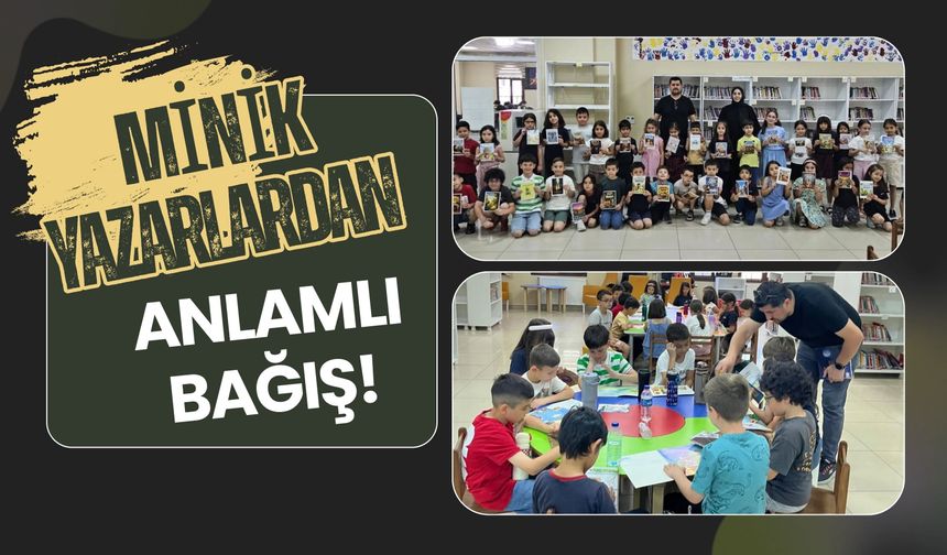 Minik Yazarlardan Anlamlı Bağış! Yazdıkları Kitapları Kütüphaneye Hediye Ettiler