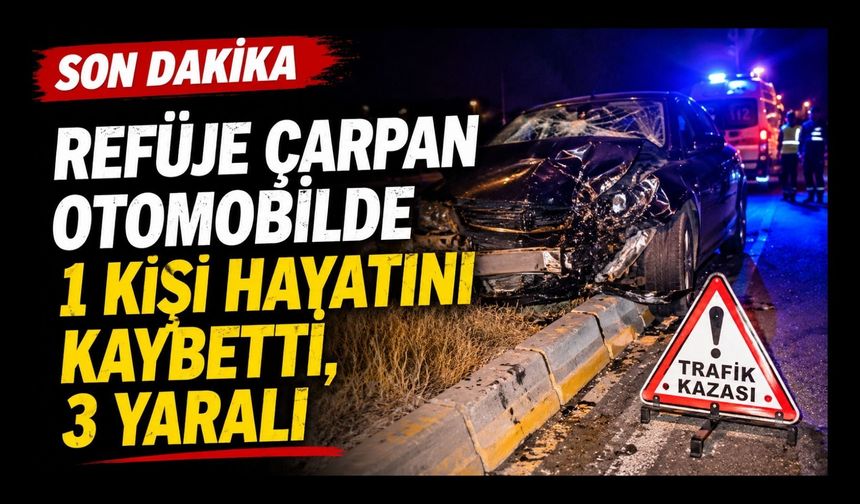 Refüje Çarpan Otomobilde 1 Kişi Hayatını Kaybetti, 3 Yaralı