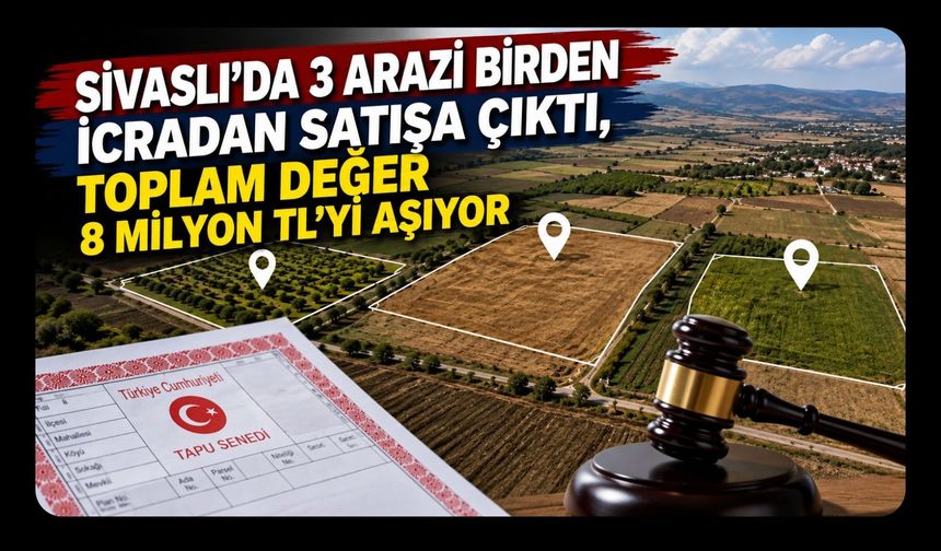 Sivaslı’da 3 Arazi Birden İcradan Satışa Çıktı, Toplam Değer 8 Milyon TL’yi Aşıyor