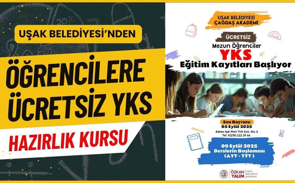 Uşak Belediyesi’nden Öğrencilere Ücretsiz YKS Hazırlık Kursu