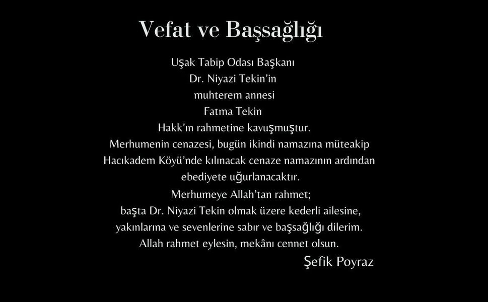 VEFAT VE BAŞSAĞLIĞI