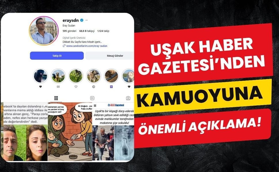 Uşak Haber Gazetesi’nden Kamuoyuna Önemli Açıklama!