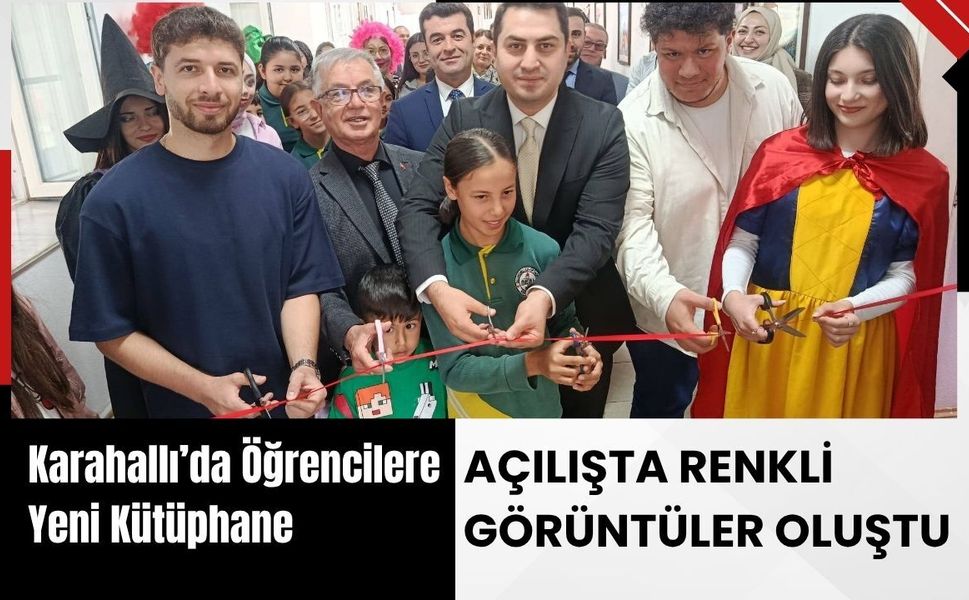 Karahallı’da Öğrencilere Yeni Kütüphane, Açılışta Renkli Görüntüler Oluştu