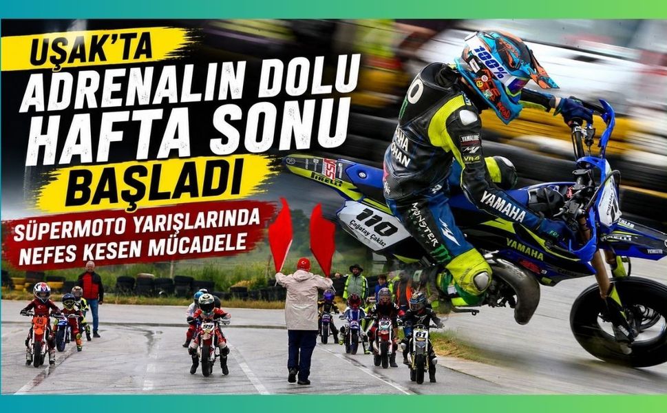 Uşak’ta Adrenalin Dolu Hafta Sonu Başladı, Süpermoto Yarışlarında Nefes Kesen Mücadele