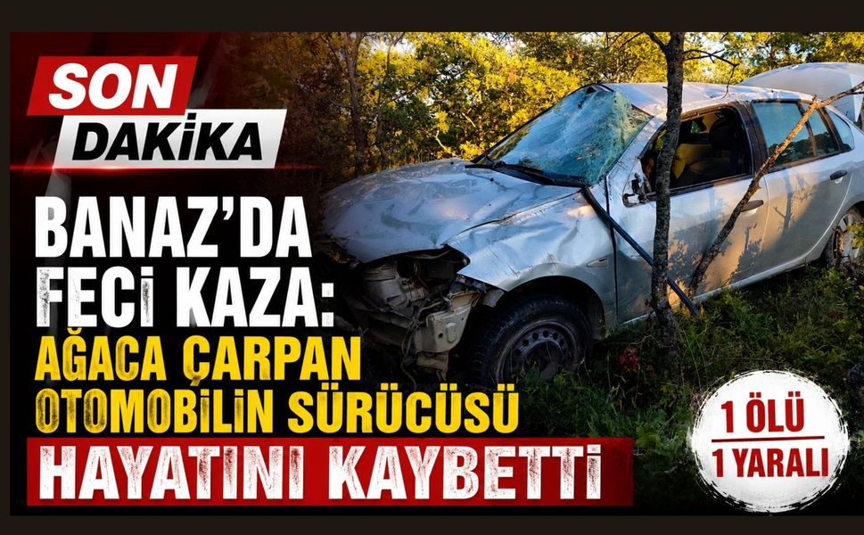 Banaz’da Feci Kaza: Ağaca Çarpan Otomobilin Sürücüsü Hayatını Kaybetti