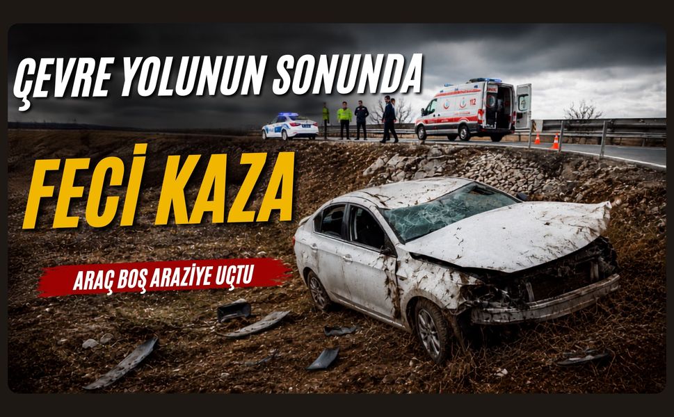 Çevre Yolunda Feci Kaza! Araç Boş Araziye Uçtu