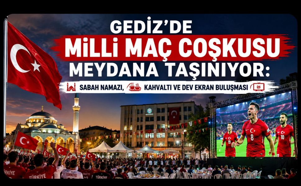 Gediz’de Milli Maç Coşkusu Meydana Taşınıyor, Sabah Namazı, Kahvaltı ve Dev Ekran Buluşması
