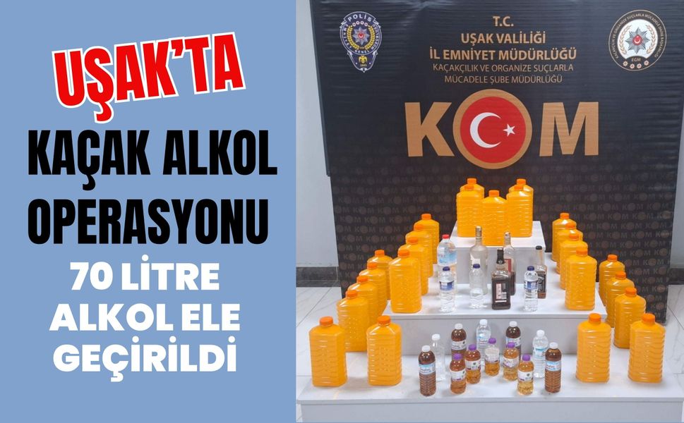 Uşak'ta Kaçak Alkol Operasyonu 70 Litre Alkol Ele Geçirildi