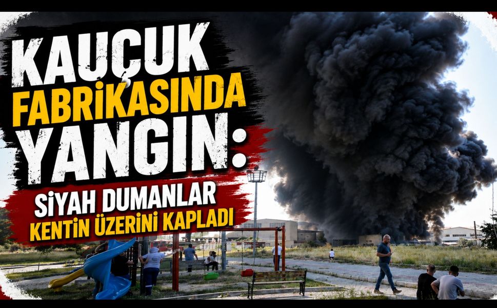 Kauçuk Fabrikasında Yangında Siyah Dumanlar Kentin Üzerini Kapladı
