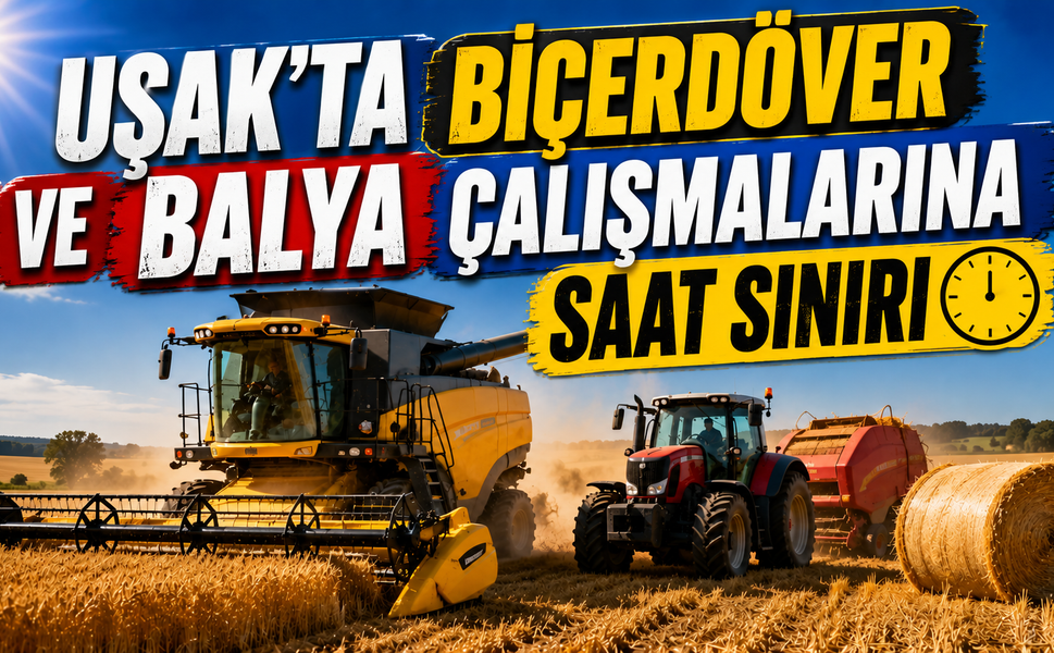 Uşak'ta Biçerdöver ve Balya Çalışmalarına Saat Sınırı