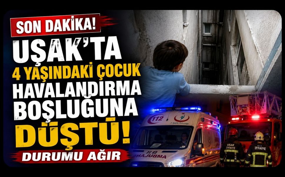 Uşak'ta 4 Yaşındaki Çocuk Havalandırma Boşluğuna Düştü! Durumu Ağır