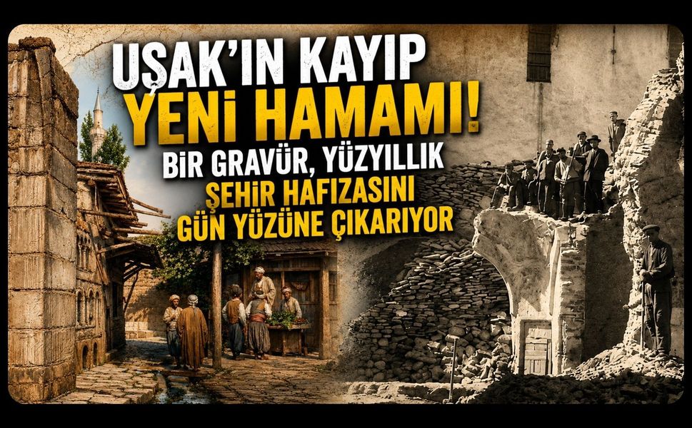 Uşak'ın Kayıp Yeni Hamamı! Bir Gravür, Yüzyıllık Şehir Hafızasını Gün Yüzüne Çıkarıyor