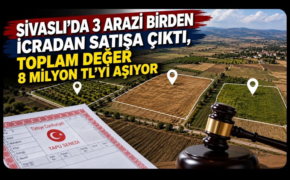 Sivaslı’da 3 Arazi Birden İcradan Satışa Çıktı, Toplam Değer 8 Milyon TL’yi Aşıyor