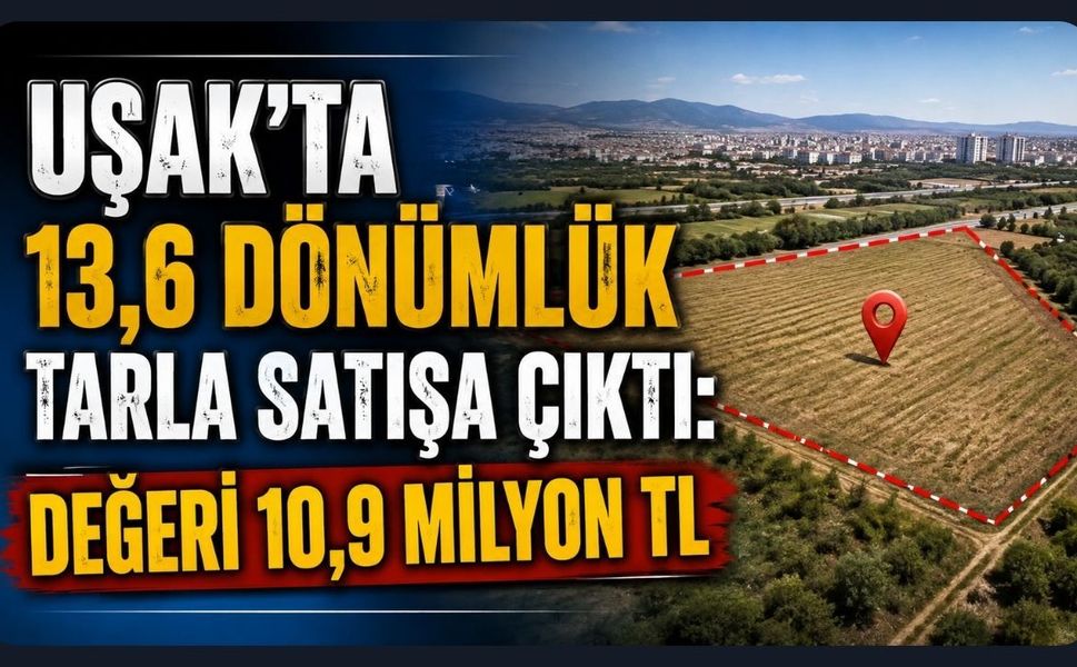 Uşak’ta 13,6 Dönümlük Tarla Satışa Çıktı: Değeri 10,9 Milyon TL