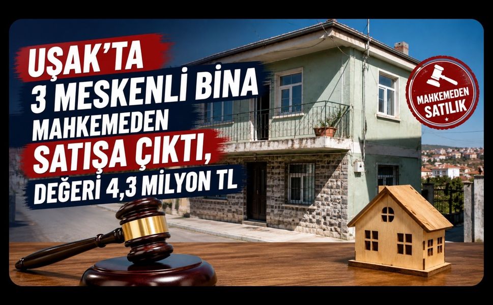 Uşak’ta 3 Meskenli Bina Mahkemeden Satışa Çıktı, Değeri 4,3 Milyon TL