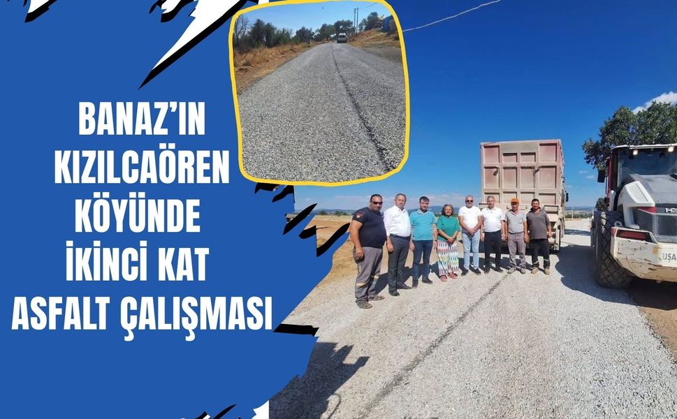 Banaz’ın Kızılcaören Köyünde İkinci Kat Asfalt Çalışması