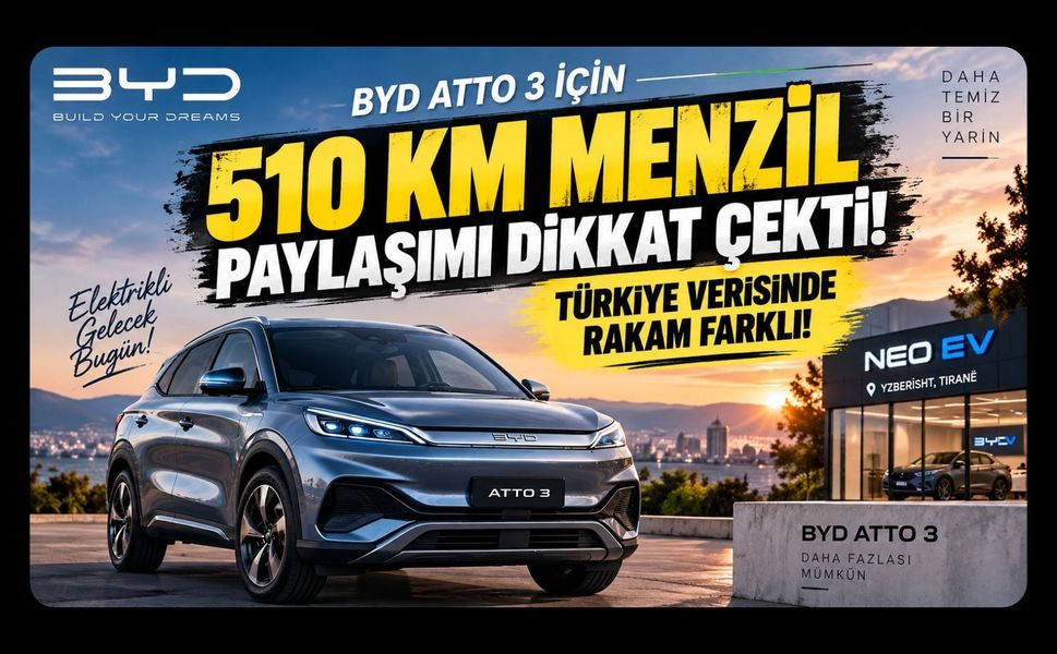BYD ATTO 3 İçin 510 KM Menzil Paylaşımı Dikkat Çekti! Türkiye Verisinde Rakam Farklı