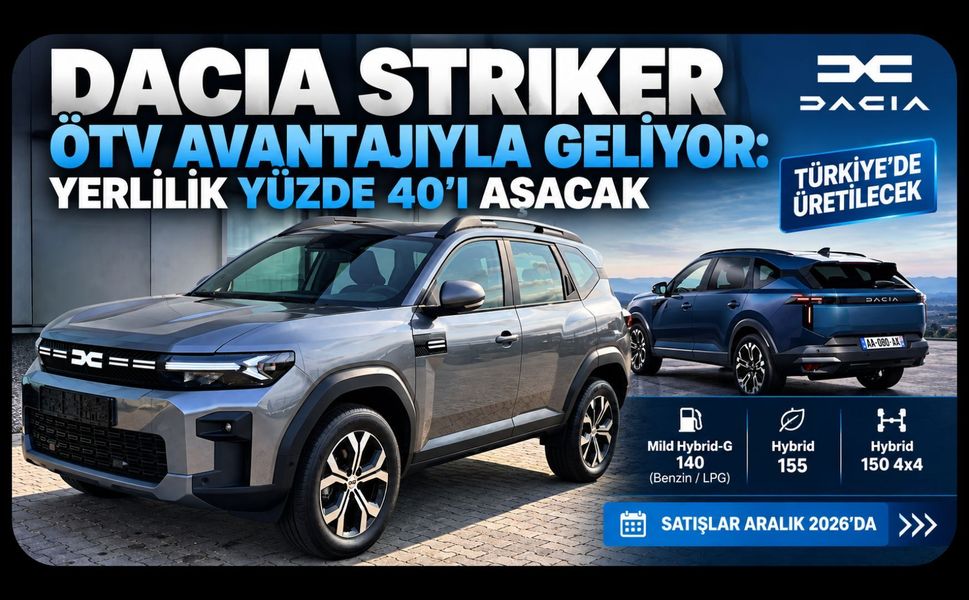 Dacia Striker ÖTV Avantajıyla Geliyor: Yerlilik Yüzde 40’ı Aşacak