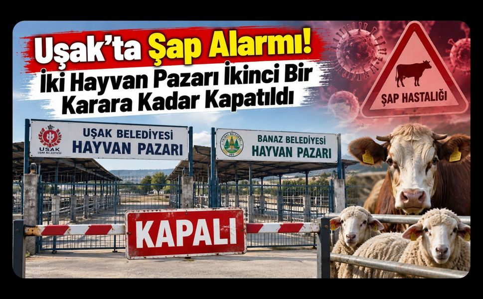 Uşak’ta Şap Alarmı! İki Hayvan Pazarı İkinci Bir Karara Kadar Kapatıldı