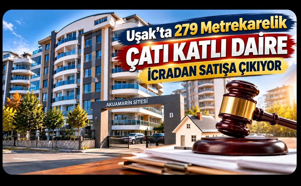 Uşak’ta 279 Metrekarelik Çatı Katlı Daire İcradan Satışa Çıkıyor