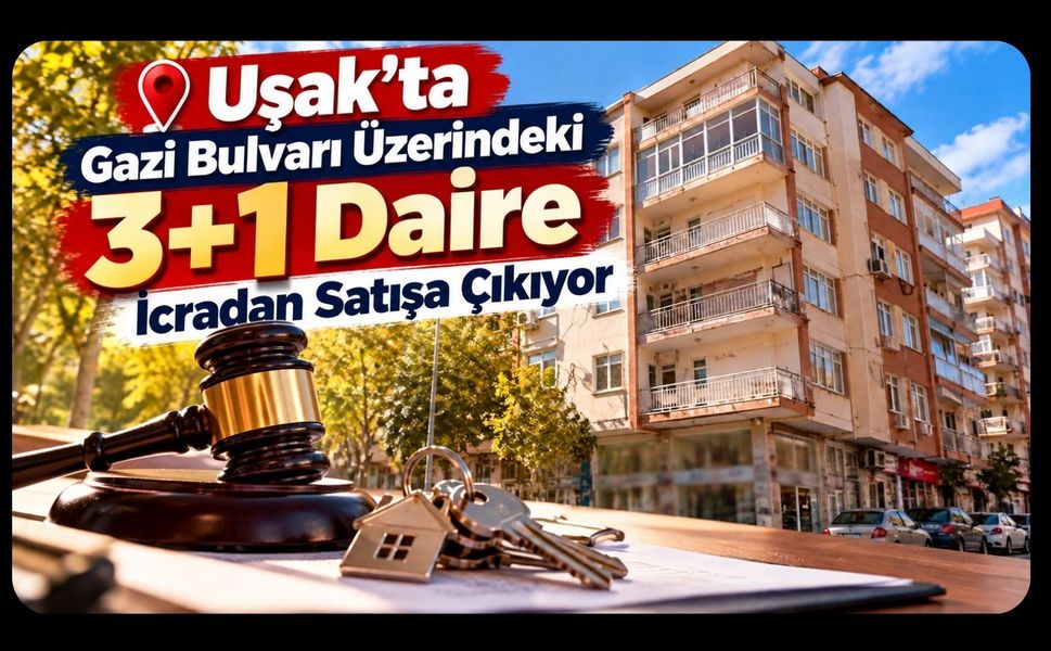 Uşak’ta Gazi Bulvarı Üzerindeki 3+1 Daire İcradan Satışa Çıkıyor