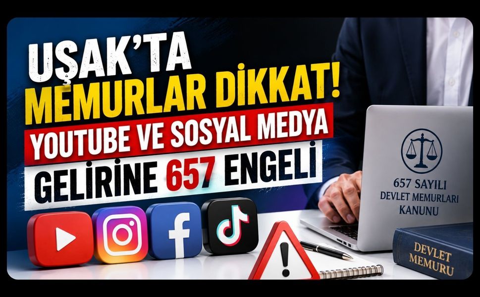 Uşak’ta Memurlar Dikkat! YouTube ve Sosyal Medya Gelirine 657 Engeli