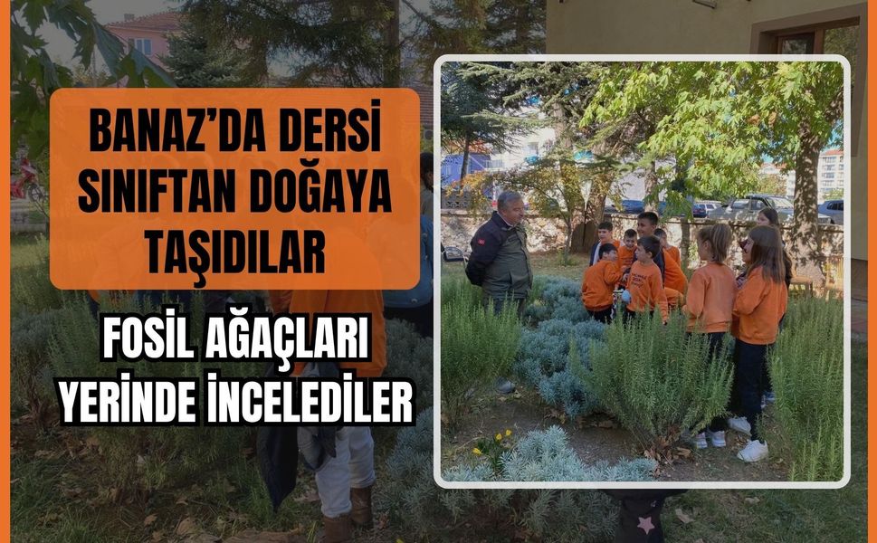 Banaz’da Dersi Sınıftan Doğaya Taşıdılar: Fosil Ağaçları Yerinde İncelediler