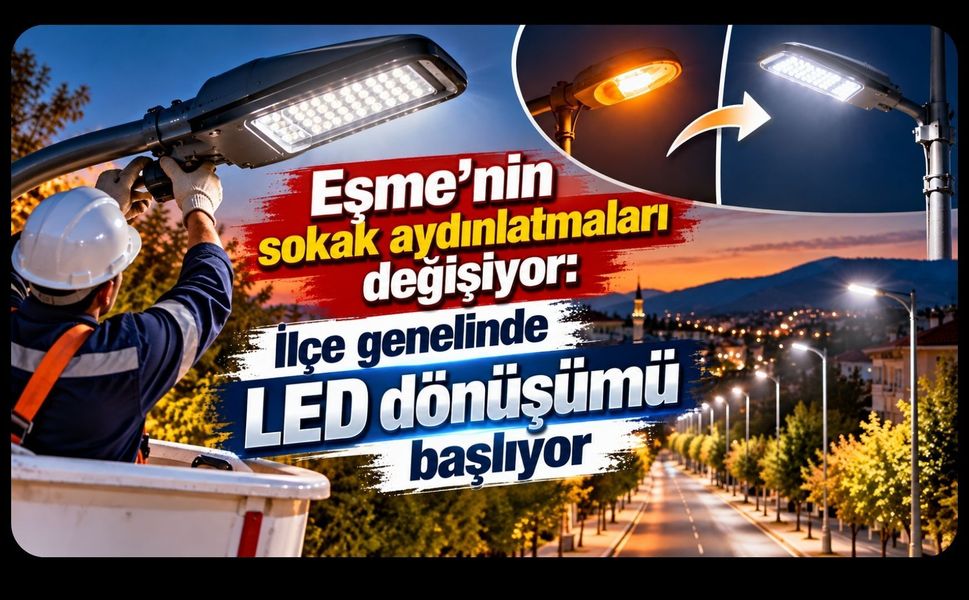 Eşme’nin Sokak Aydınlatmaları Değişiyor: İlçe Genelinde LED Dönüşümü Başlıyor
