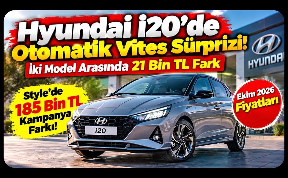 Hyundai i20'de Otomatik Vites Fiyatları Şaşırttı! İki Model Arasında 21 Bin TL Fark