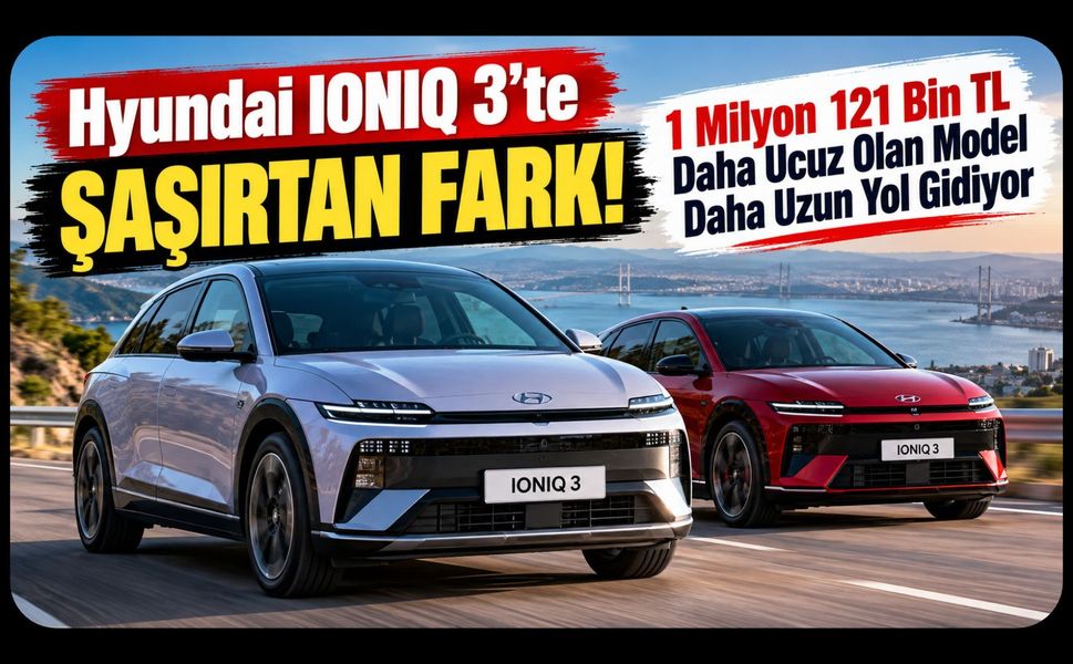 Hyundai IONIQ 3'te Şaşırtan Fark! 1 Milyon 121 Bin TL Daha Ucuz Olan Model Daha Uzun Yol Gidiyor