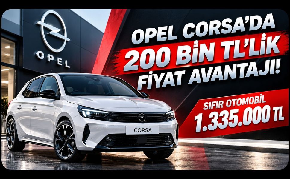 Opel Corsa'da 200 Bin TL'lik Fiyat Avantajı! Sıfır Otomobil 1.335.000 TL