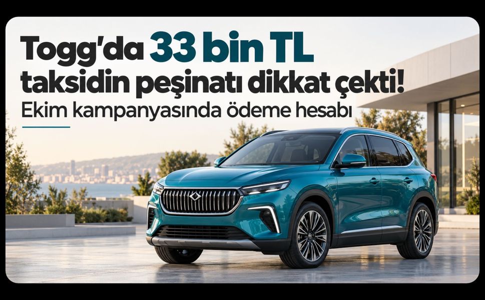 Togg’da 33 bin TL Taksidin Peşinatı Dikkat Çekti! Ekim Kampanyasında Ödeme Hesabı