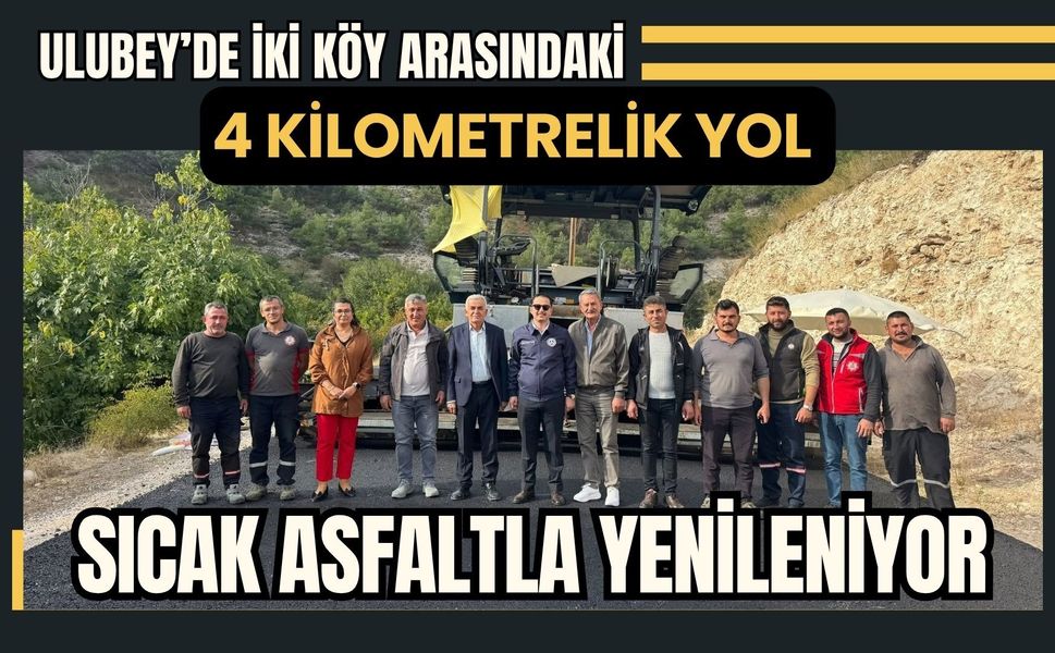 Ulubey’de İki Köy Arasındaki 4 Kilometrelik Yol Sıcak Asfaltla Yenileniyor