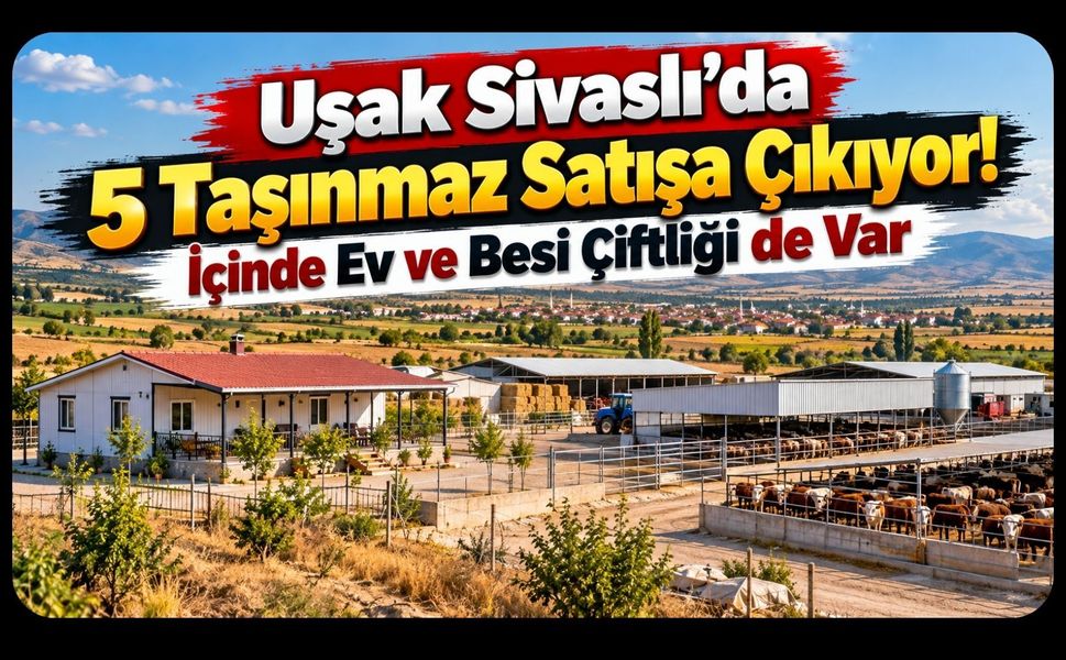 Uşak Sivaslı’da 5 Taşınmaz Satışa Çıkıyor! İçinde Ev ve Besi Çiftliği de Var