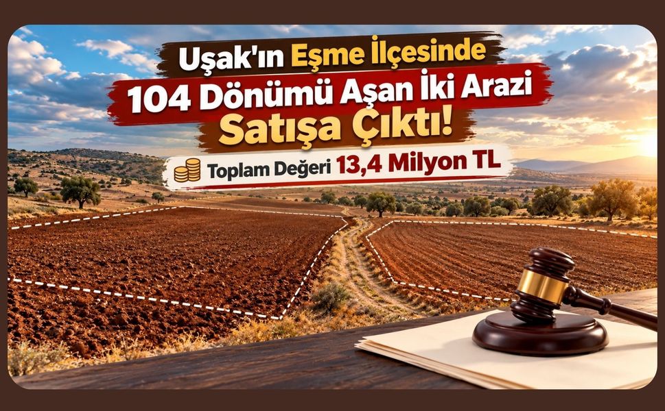 Uşak'ın Eşme İlçesinde 104 Dönümü Aşan İki Arazi Satışa Çıktı! Toplam Değeri 13,4 Milyon TL